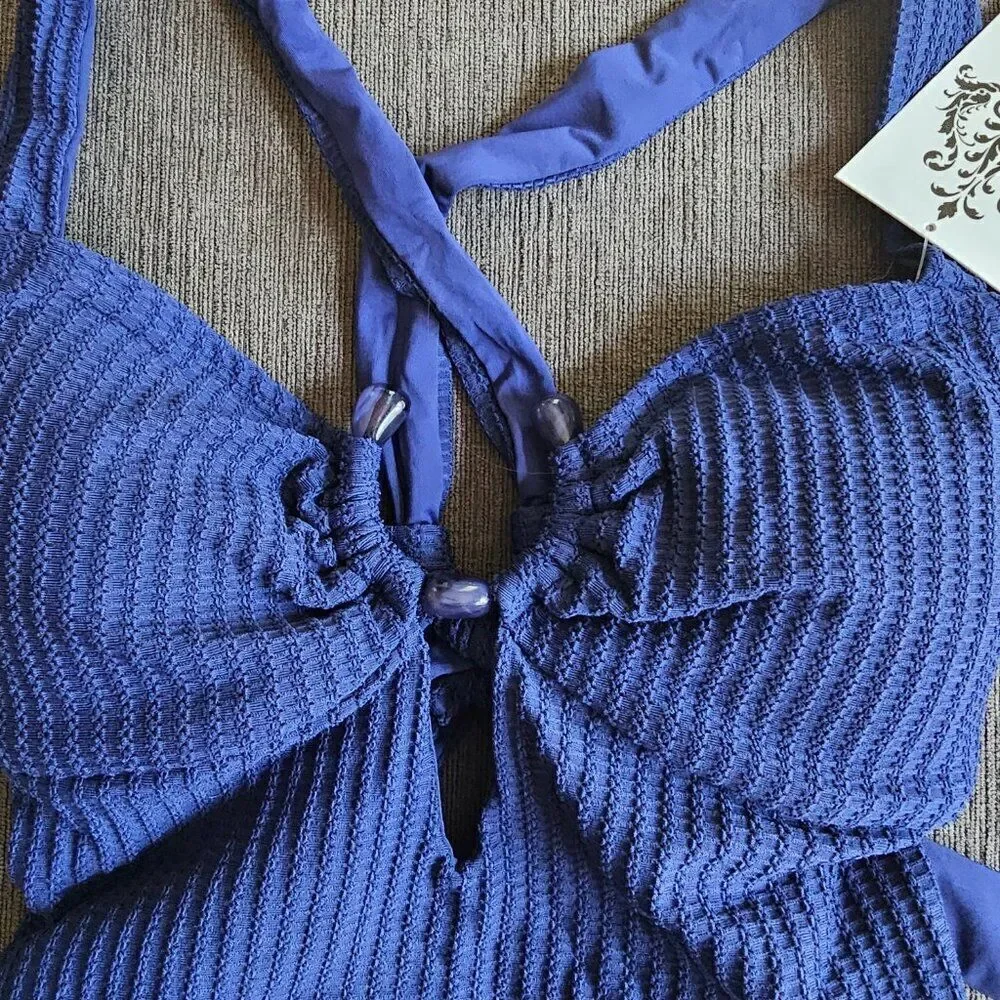 Becca by Rebecca Virtue Women's Line in Sand Bandeau One Piece Swimsuit Size L
